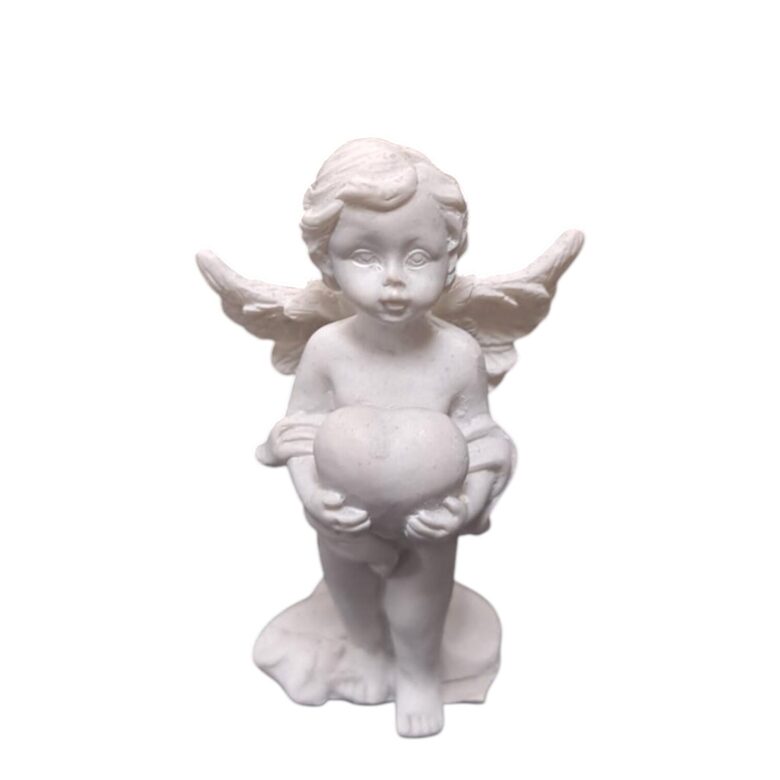 Eņģelītis balts ar SIRDI ( stāvošs) mini